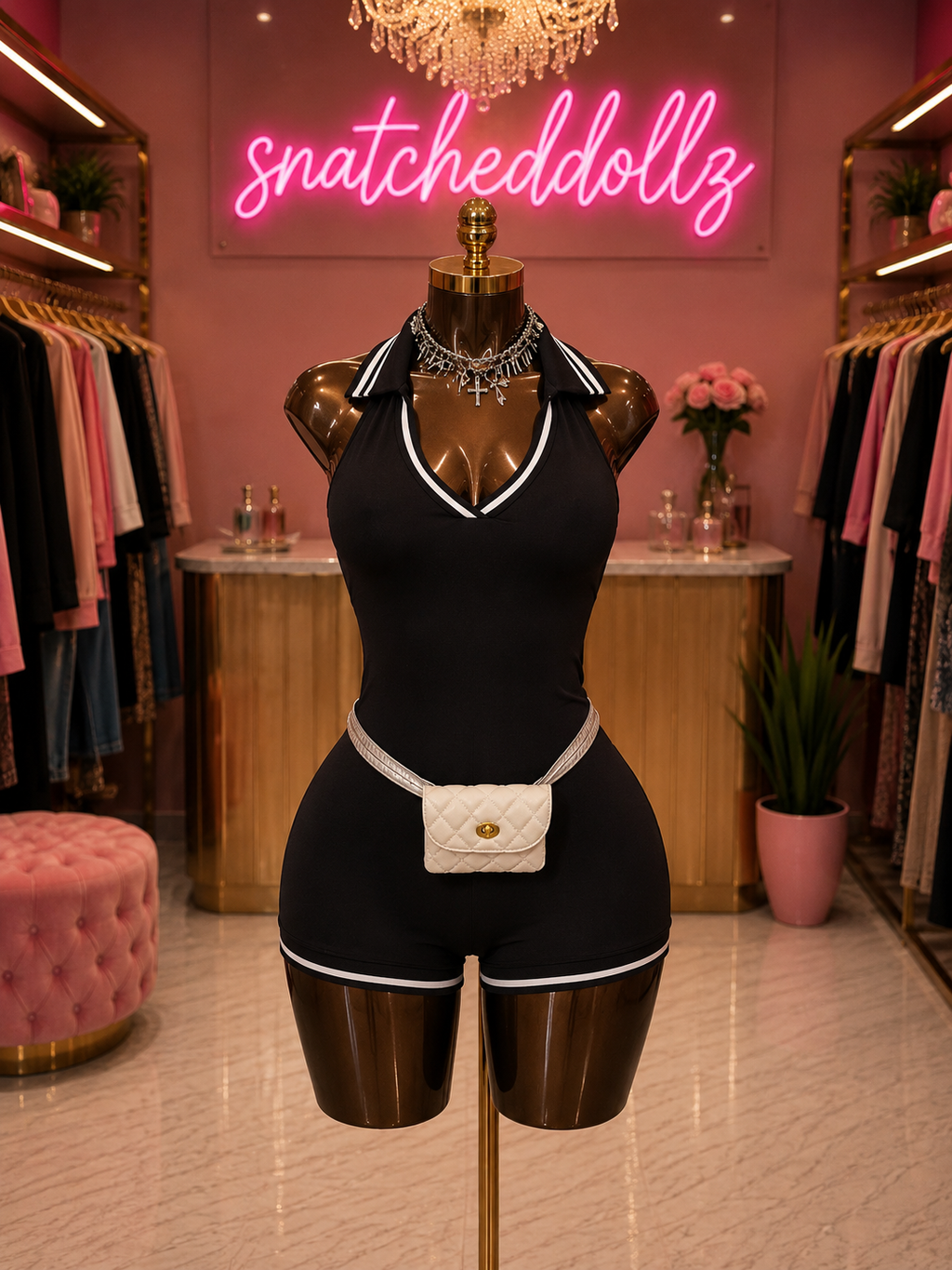 Sporty Snatch Romper 🖤🤍